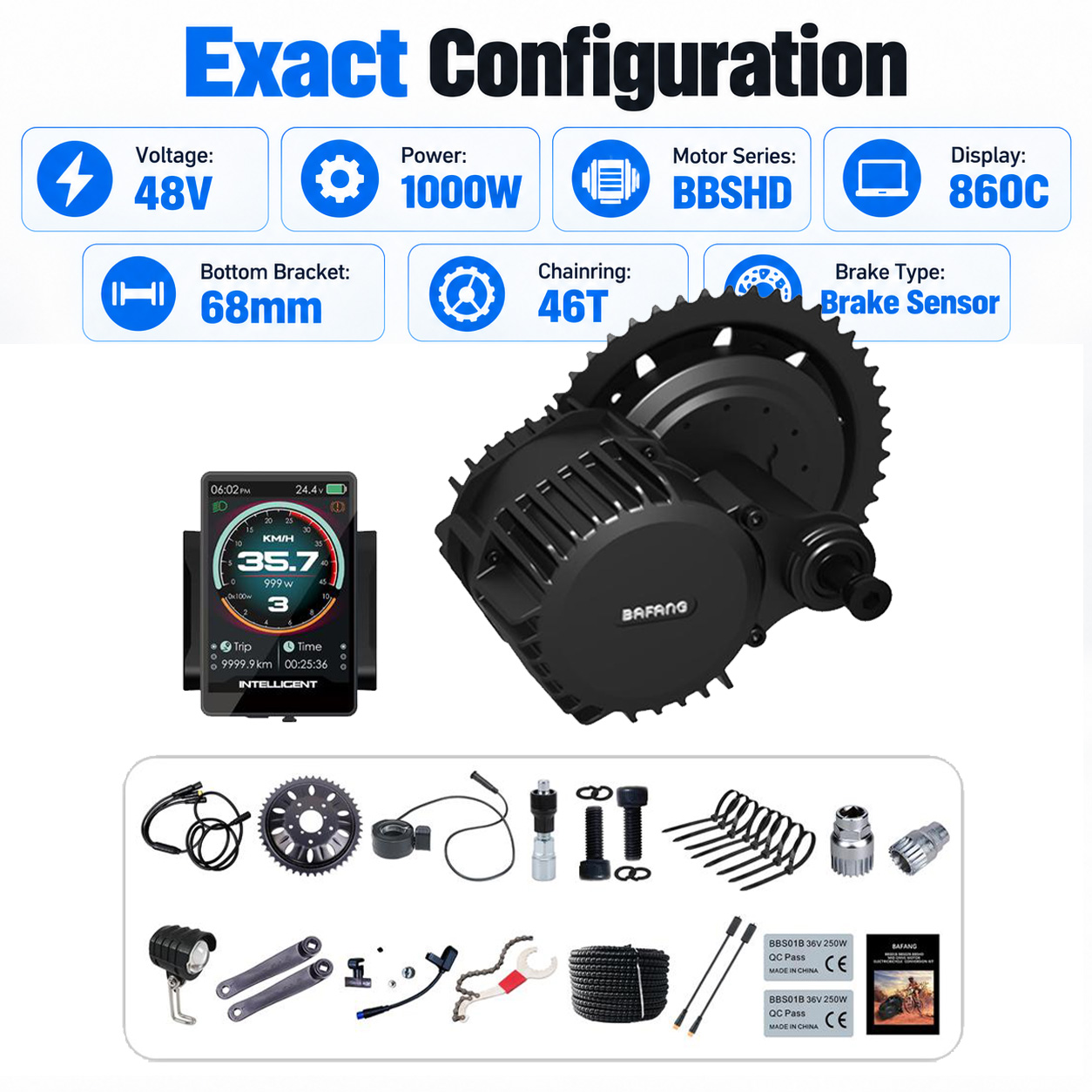 BAFANG 48V 1000W BBSHD Mid Dri - Mid Drive Conversion Kit 1000W 评论和价格